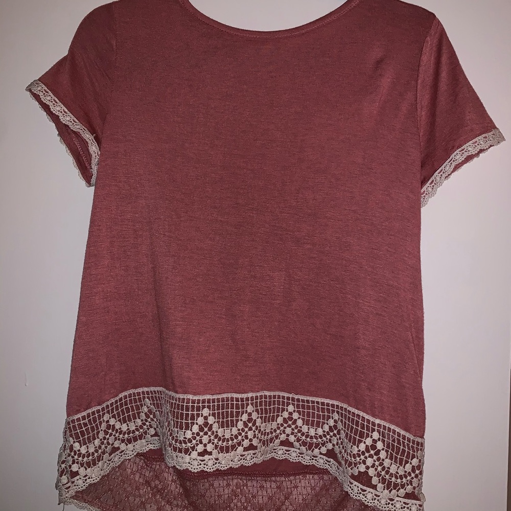 Salmon lace detail top